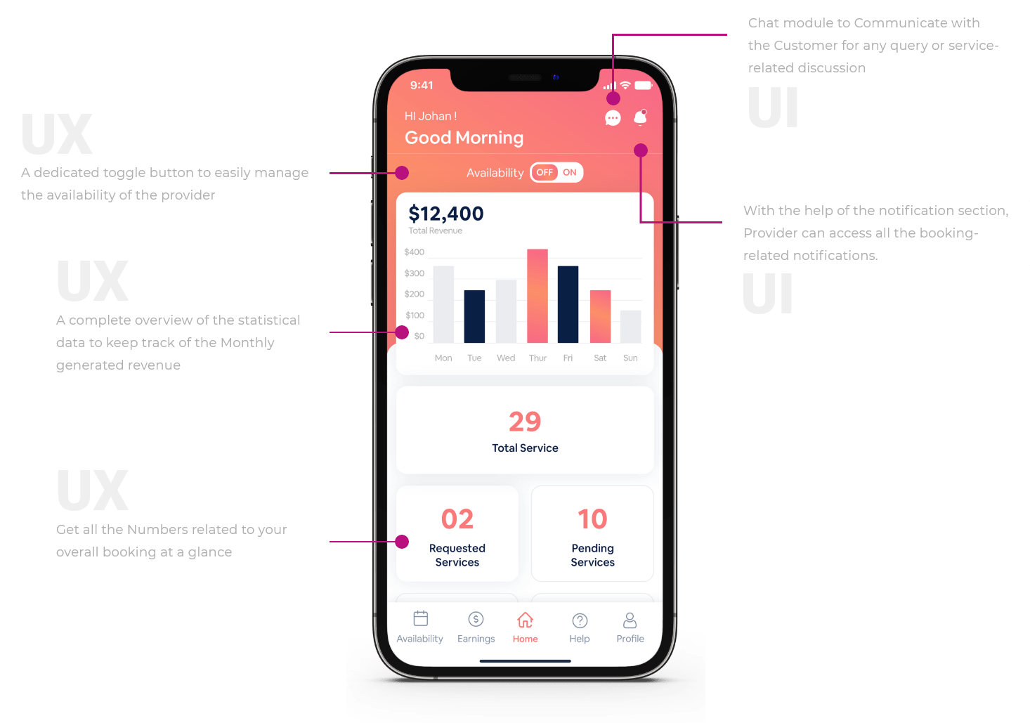 on demand home service app for service provider app UI-min