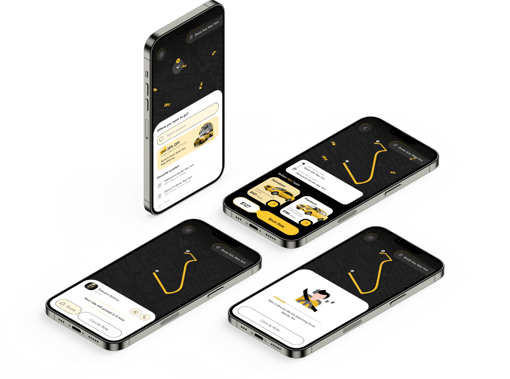 taxi app design layout