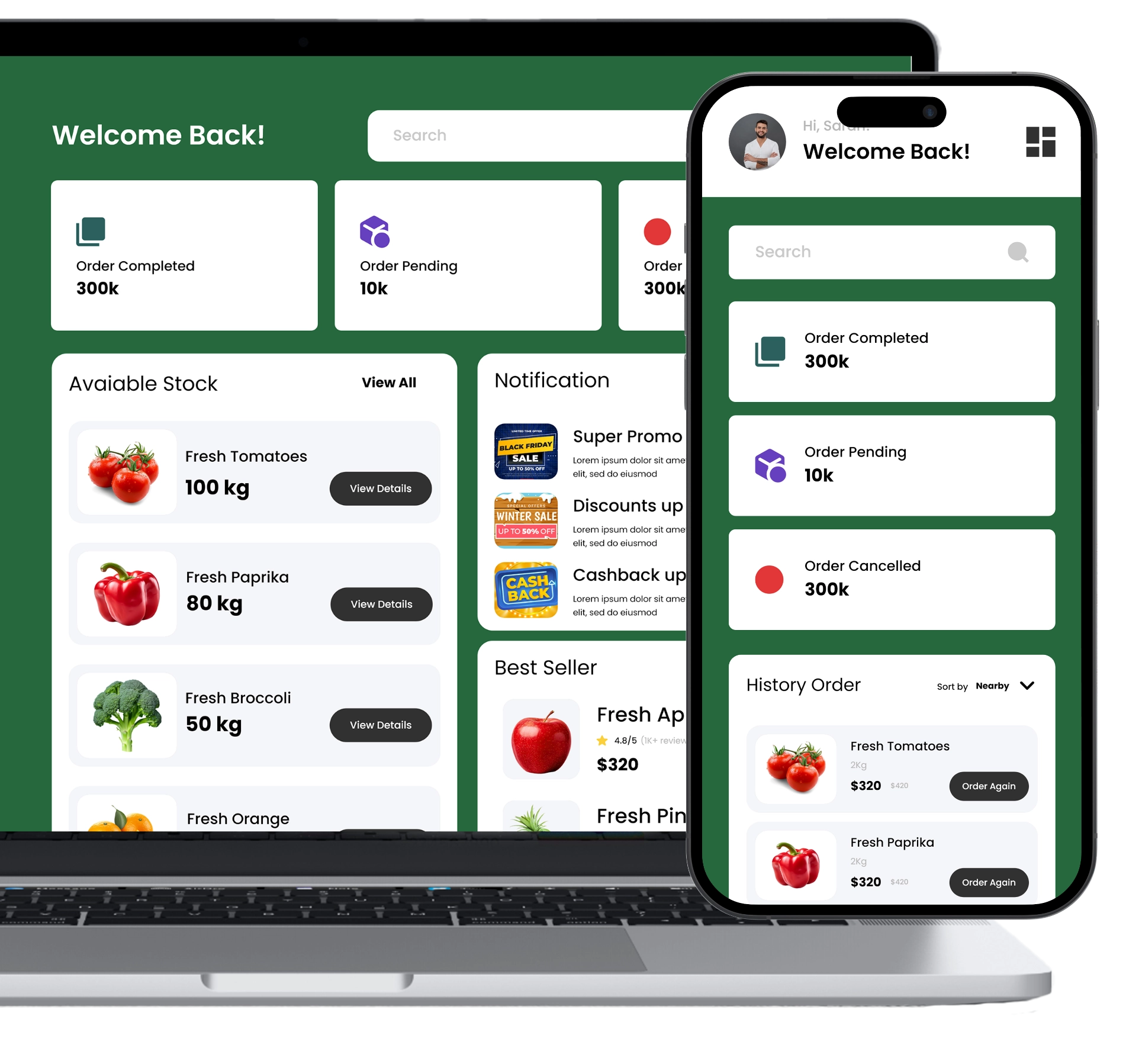 grocery delivery store manager feature
