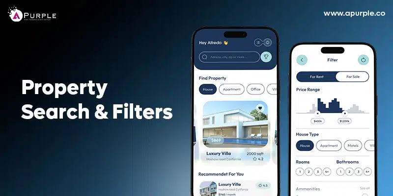 property search and filters feature for real estate app