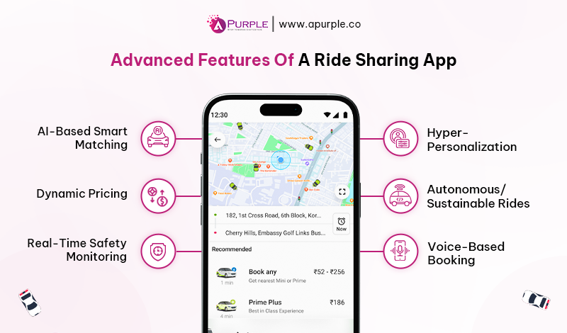 advanced features of ride sharing app case studies