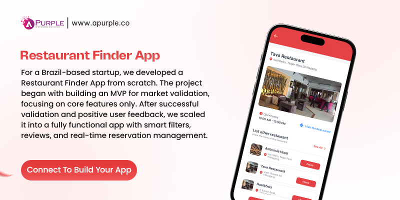 restaurant finder app developed by apurple